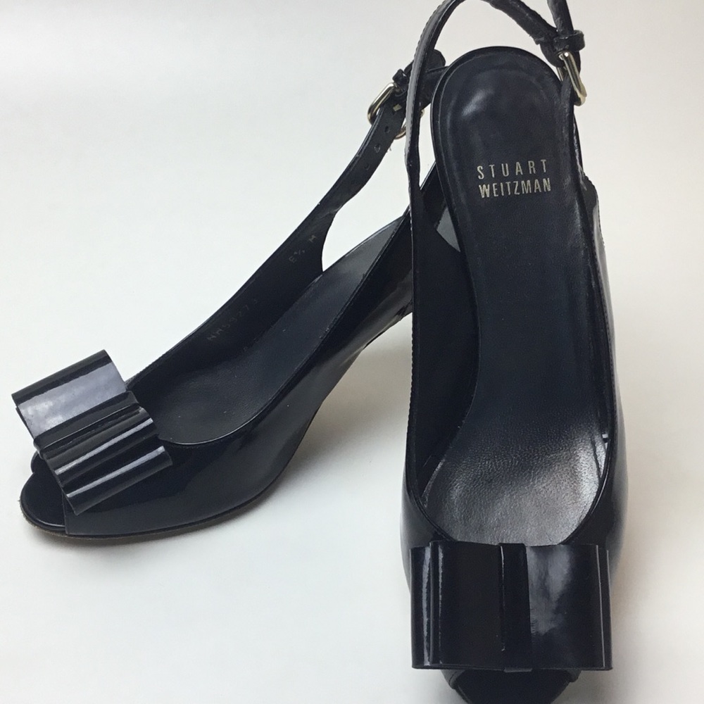 Stuart Weitzman Bow Peep Toe Heels